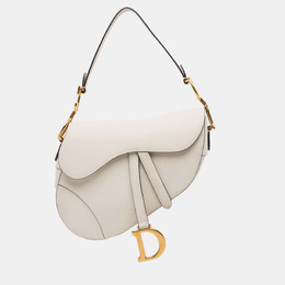 Christian Dior White Grained Calfskin Saddle Bag 1214398