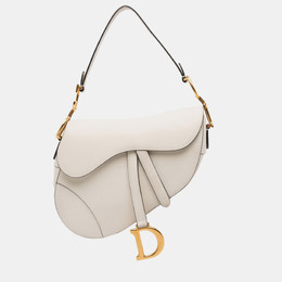 Christian Dior White Grained Calfskin Saddle Bag 1214397