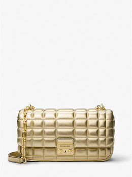 Большая стеганая кожаная сумка через плечо Tribeca Michael Kors, желтый 30r4g2rl7m | pale gold