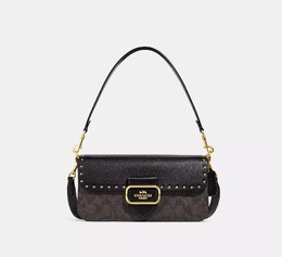 Сумка кросс-боди Coach Morgan Colorblock Signature Canvas With Rivets, черный/коричневый ce563-imosn