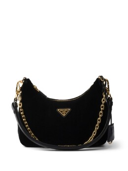 Мини-сумка из бархата Re-Edition Prada, черный 1bc204vjoo2c7q | черный