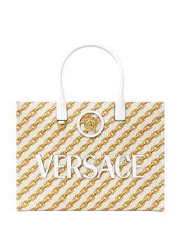 Сумка-тоут с логотипом Versace, нейтральный цвет 10047411a13568 | нейтральные цвета