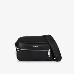 Кожаная сумка-мессенджер на молнии с тисненым логотипом The Kooples, черный r04239619 | black