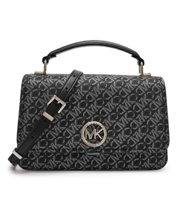 Сумка женская Michael Kors с фирменным принтом из монограмм, черно-серый mk245w00003708000os | nero