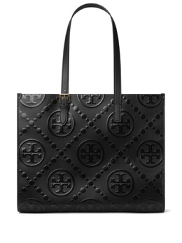 Сумка-шоппер Tory Burch T с тисненой монограммой, черный 163981001 | черный