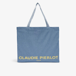 Объемная сумка-тоут из переработанного хлопка с логотипом Claudie Pierlot, цвет bleus r03806337 | bleus