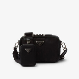 Сумка на плечо из кожи brique и переработанного нейлона Prada, черный r04268193 | black