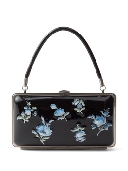 Клатч Prada из лакированной кожи с цветочным принтом, черный 1bk025vco12c4p | черный