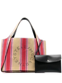 Сумка-тоут в полоску с логотипом Stella McCartney, бежевый 502793wp0141 | бежевый