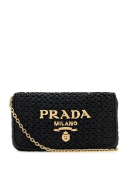 Плетеная сумка Prada с треугольным логотипом, черный 1bf134vcob2m2t | черный