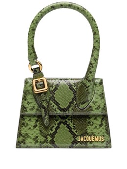 Мини-сумка Jacquemus Le Chiquito с тиснением под кожу змеи, зеленый 233ba3273198550 | зеленый