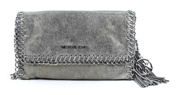 Женская кожаная сумка через плечо Michael Kors Chelsea Flare Messenger, цвет Nickel Distressed Leather/Sv 7136362922044 | nickel distressed leather/sv