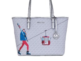Michael Kors Jet Set Girls Print Medium Signature Сумка-тоут на плечо из ПВХ (яркий женский мульти), белый 6914533097532 | white