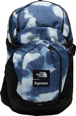 Рюкзак Supreme x The North Face Bleached Denim Print Pocono Backpack Indigo, синий fw21b6 indigo | blue