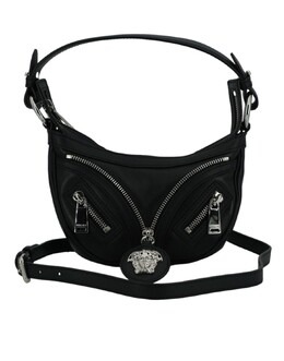 Versace Мини-женская сумка Hobo из телячьей кожи, черный 7308921208892 | black