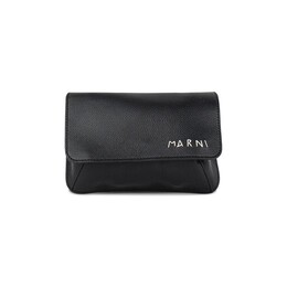 Сумка Marni Logo Embroidered Leather Belt Bag, черный phmi0023u0 p6533 00n99 | black