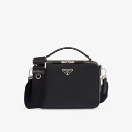 Сумка brique среднего размера из сафьяновой кожи Prada, черный r04268488 | black