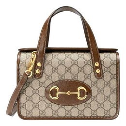 Сумка canvas horsebit 1955 old flower logo single-shoulder bag mini brown Gucci, коричневый 645453-92tcg-8563 | brown/gold