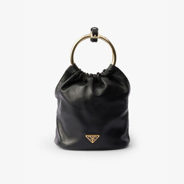Мини-Сумка-Ведро из кожи наппа с изысканной ручкой Prada, черный r04373162 | black