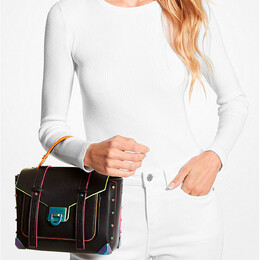 Сумка-рюкзак Michael Kors Manhattan Medium Contrast-Trim Leather, черный 35h1tncs8l | black