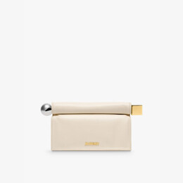 Кожаный клатч La Pochette Rond Carré Jacquemus, белый r04346580 | light ivory