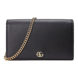 Сумка marmont leather mini chain bag 'black gold' Gucci, черный 497985-cao0g-1000 | black/gold