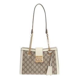 Сумка padlock metallic logo canvas chain handbag small / white Gucci, бежевый 498156-khnkg-9761 | cream/