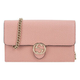 Сумка logo double g leather woc chain shoulder messenger bag pink classic Gucci, розовый 510314-cao0g-5806 | pink