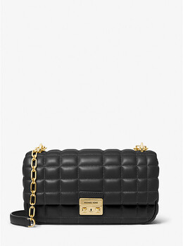 Большая стеганая кожаная сумка через плечо Tribeca Michael Kors, черный 30r4g2rl7l | black