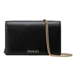 Сумка chain wallet with script 'black leather' Gucci, черный 772643-0op0n-1000 | black
