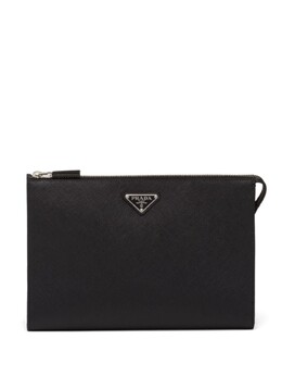 Prada сумка-клатч из сафьяновой кожи с треугольными пластинами, черный 2vf030vdon9z2 | черный