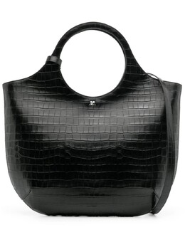 Courreges Courrèges большая сумка-тоут Holy с тиснением под крокодила, черный 224gsa103cr0060 | черный