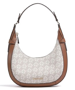Сумка на плечо Michael Kors Preston комбинированная с принтом из монограмм, белый 30s4g0pl5i-099 | elfenbein/braun