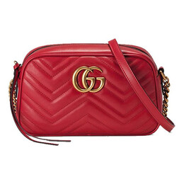 Сумка gg marmont gold logo leather chain small red classic shoulder messenger bag Gucci, красный 447632-dtd1t-6433 | red