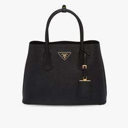 Двойная маленькая кожаная сумка с верхней ручкой Prada, черный r04268348 | black
