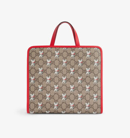 Детская сумка-тоут из холста с монограммой gg и котом Gucci, мультиколор r04402019 | be ebony mul/br.hibi