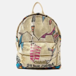 Chanel Cc Logo Graffiti Backpack Gold/Multicolor Canvas Leather 1215838