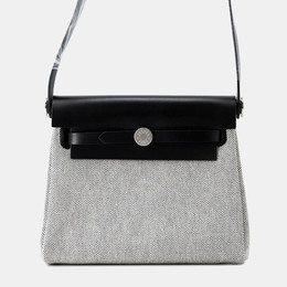 Hermes Herbag Zip Mini Ecru/Black Toile Military Vache Hunter Leather Bag 1215774