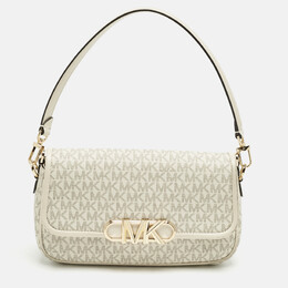 Michael Kors White Signature Coated Canvas and Leather Parker Medium Logo Shoulder Bag 1215479