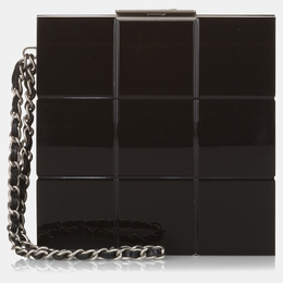 Chanel Black Choco Bar Lucite Perspex Clutch 1215587