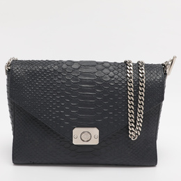 Mulberry Navy Blue/ Turquoise Snakeskin Embossed Leather Delphie Duo Flap Shoulder Bag 1215544