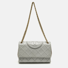 Tory Burch Grey Quilted Leather Fleming Soft Convertible Shoulder Bag 1215493