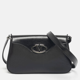 Valentino Black Leather The Bold VLogo Shoulder Bag 1215490