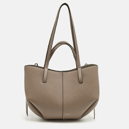 Polene Dark Beige Leather Mini Cyme Tote 1215412