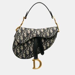 Christian Dior Navy Blue Mini Oblique Canvas Saddle Bag 1215108