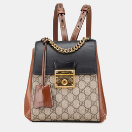 Gucci Beige/Brown GG Supreme Padlock Backpack 1215027