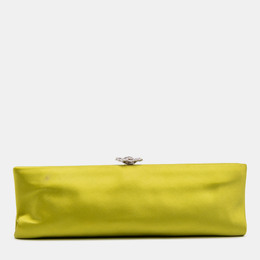 Chanel Green Satin Crystal Camellia Evening Frame Clutch 1214725