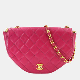Chanel Matelasse Chain Shoulder Bag In Pink Lambskin With Gold Hardware And Coco Mark. 1214786