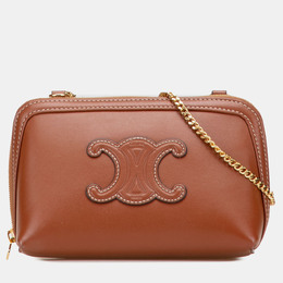 Celine Brown Smooth Calfskin Cuir Triomphe Clutch on Chain 1214713