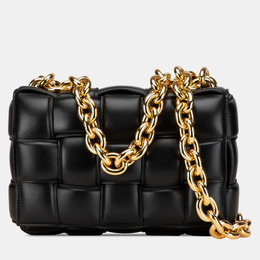 Bottega Veneta Black Nappa Intrecciato Padded Chain Cassette Satchel 1214521